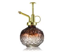 KoGiio Regadera Cristal Regadera para Plantas, Pequeña 240ml con Bomba Superior Retro Jardinería Flores Pulverizador, Interior Exteriores Botella de Spray para Jardín Balcón Gradiente de marrón