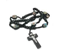 KOGMMYSEVP ChristReligious - Rosario de cuentas de madera hecho a mano con cordón de nailon, joyería religiosa de Jerusalén, cross