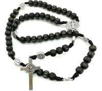 KOGMMYSEVP Collar Medjugorje con cuentas de madera negras para hombre y mujer, hecho a mano, 20inches
