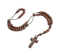 KOGMMYSEVP Colorful Bling - Collar con colgante clásico de cuentas de madera natural para hombres y mujeres, rosario religioso, oración hecha a mano