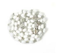 KOGMMYSEVP Factory - Rosario de cuentas acrílicas de arroz blanco con medalla de cáliz para oraciones cristianas, full length 56cm/22"
