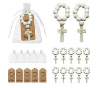 KOGMMYSEVP - Pulseras religiosas de oración para bautizo, cruces cristianas con cuentas de madera, cuentas de dedos, preferencias populares, 42mm*24mm