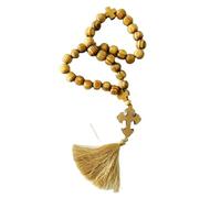 KOGMMYSEVP Rosario ortodoxo con cuentas de oración de madera de olivo sintética, 11 x 12 mm, collar de cuentas de madera para colgar en el coche, con borla marrón, rosary