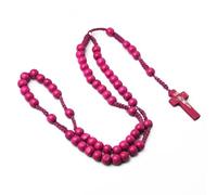 KOGMMYSEVP Rosarios cristianos de madera, collar de oración, cuentas coloridas, rosario de madera para hombres y mujeres pastores, 20inches