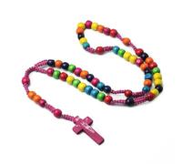 KOGMMYSEVP Rosarios cristianos de madera, collar de oración, cuentas coloridas, rosario de madera para hombres y mujeres pastores, 20inches