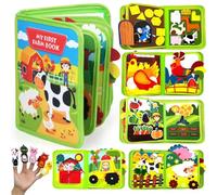 KOGMOW Quiet Book con tema de granja, 20 en 1 Montessori Juguetes para niños pequeños 1 2 3 4 5 Juguete educativo para motricidad fina, ideal para viajes en coche y como regalo