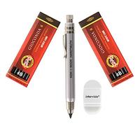 Koh-I-Noor 5359 Portaminas de 5,6 mm - Porta Minas Moderno de Metal con Juego de Minas de Grafito 4865 4B y Borrador Sacapuntas intervisio - para el Colegio, la Oficina, Escritores, Artistas