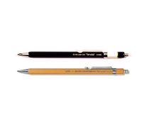 Koh-I-Noor TOISEN D'OR 5900 und VERSATIL 5201 - Lápiz mecánico de metal con sacapuntas, para los minas 2 mm - juego de 2, colores negro y amarillo
