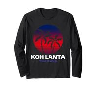 KOH Lanta Tailandia Retro Sunset Beach Design Thai Souvenir Manga Larga
