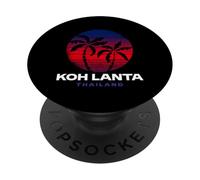 KOH Lanta Tailandia Retro Sunset Beach Design Thai Souvenir PopSockets PopGrip Adhesivo