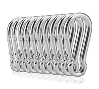 KOHAND 10 PCS M8 Mosquetón de Acero Inoxidable, Cadena de Resorte Mosquetón Clip, Mosquetón de Fijación para Camping, Senderismo, Pesca, Capacidad de Carga 226.8 kg