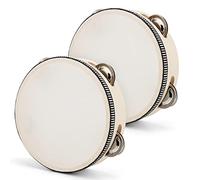 KOHAND 2 PiezasTambor Pandereta, Tambor de Mano de 15.2 cm con Cascabeles de Metal, Instrumento Musical de Tambor para Fiesta, Grupo, Celebración