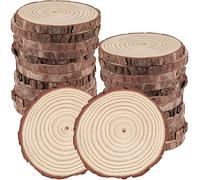 KOHAND - 30 rebanadas de madera natural de 9 a 10 cm, redondeadas de madera sin terminar con corteza, círculos redondos de madera para manualidades, decoración rústica de boda, manualidades