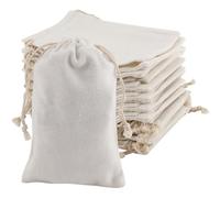 KOHAND 40 bolsas de muselina de algodón blanco, 10 x 15 cm, bolsas pequeñas de tela natural con cordón, bolsa de lona portátil con cordón para fiestas, festivales, almacenamiento, decoración