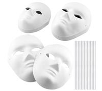 KOHAND Paquete de 30 máscaras de papel blanco, para mujeres y hombres, con banda elástica ajustable, máscaras faciales pintables de color blanco puro para carnaval, Halloween, decoraciones de fiesta