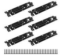 KOHAND Paquete de 6 pernos de torre, pernos de puerta corredera de 6 pulgadas, perno de bloqueo de puerta negro con tornillos para asegurar cobertizo, baño, garaje, cerca, puertas de granero, acero