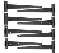 KOHAND Paquete de 8 Bisagras de Correa en T de 12 Pulgadas Negras, Hierro Forjado con Tornillos para Puertas de Cobertizo, Granero, Valla, Garaje y Ventanas