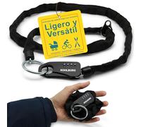 KOHLBURG antirrobo de cadena compacto y seguro - candado con código numérico - 129 cm de largo y 3 mm de grosor - Para asegurar cochecitos, esquís o cascos de moto - cierre de combinación
