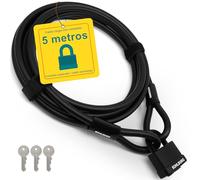 KOHLBURG Candado bicicleta de cable [500 cm, de acero, con 3 llaves] antirrobo - de cierre rápido, 5 m con bucle para bici, candado patinete electrico, remolque, cochecito, carrito de bebé y muebles
