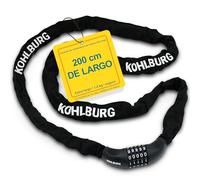 KOHLBURG Candado de combinación 200 cm, en acero especial de 6 mm, Antirrobo de bici de 2 m con código numérico, Antirrobo de cadena extra largo de 200cm, combinación numérica para e-bike, e-scooter