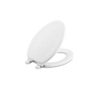 KOHLER 20466-0 Stonewood Elongated Toilet Seat with Quiet-Close Seat Slow-Close Toilet Seat Wood Toilet Seat Molded Wood White