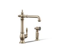 KOHLER Artifacts - Grifo de fregadero de cocina de una sola manija con rociador lateral