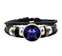 Kohnupierkt Pulsera de signos espiritual, pulsera astrológica ajustable de 12 constelaciones de piel sintética, unisex, joyería que en la oscuridad para mujeres y hombres, Refer to description