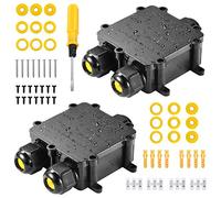 Kohree Empalmes Cables Electricos Estancos, Caja de Conexiones Impermeable IP68, Acoplador de Manguito Externo para Conector de Cable 3 Vías para Diámetro Cable Caja Estanca 4 mm a 12 mm, 2 Piezas