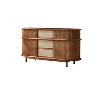 KOHUS Aparador con Aparador de Comedor de ratán de Madera, Estilo Retro, con persiana Enrollable, for Cocina, Armario de Almacenamiento for Porche, Armario Lateral con cajones Mueble Buffet