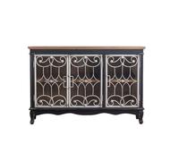 KOHUS Aparador con Aparador De Cristal Retro, Mueble De Almacenamiento For Cocina Y Hogar, Entrada De Hierro, Zapatero Mueble Buffet
