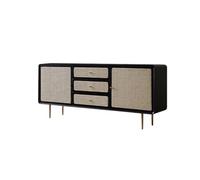 KOHUS Aparador con Aparador Moderno De Madera Maciza, Gabinete De Almacenamiento De Ratán Simple, Gabinete Buffet Negro con Cajones, Adecuado for El Hogar Y La Cocina Mueble Buffet