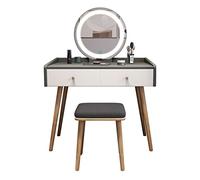 KOHUS Espejo cosmético con luces y juego de mesa Vanity Table Set Ladies Fashion Makeup Table Stilling Armario Dormitorio Morder Vanidad Adolescente con espejo y taburete (C)