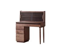KOHUS Espejo de cortesía con luces y conjunto de mesa de oficina de nogal macizo, 120 x 45 x 120 cm, tocador, mueble de almacenamiento. Vanidad para Adolescentes con Espejo Y Taburete