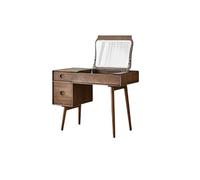 KOHUS Espejo De Tocador con Luces Y Juego De Mesa 100x50x76cm Walnut Home Bedroom Dressing Table, Simple Creative Storage Furniture with Mirror and Drawers Tocador Adolescente con Espejo Y Taburete