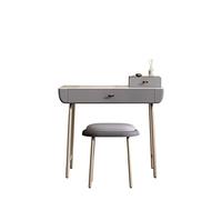 KOHUS Espejo De Tocador con Luces Y Juego De Mesa Conjunto de Escritorio de tocador Moderno tocador de Damas Sencillo Dormitorio Multifuncional Tocador Adolescente con Espejo Y Taburete(A)