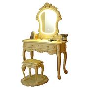 KOHUS Espejo De Tocador con Luces Y Juego De Mesa Mesa de tocador con Espejo Iluminado Tabla de Maquillaje de Moda de Damas Tocador Adolescente con Espejo Y Taburete