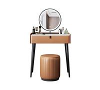 KOHUS Espejo De Tocador con Luces Y Juego De Mesa Mesa de tocador Dormitorio de Dormitorio Moderno Damas tocador de Moda Tocador Adolescente con Espejo Y Taburete(L70cm)