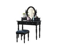 KOHUS Espejo De Tocador con Luces Y Juego De Mesa Tocador casero, tocador de Escritorio de Madera for Dormitorio con Taburete Tocador Adolescente con Espejo Y Taburete