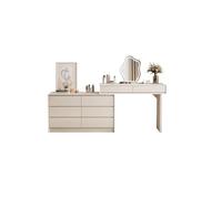 KOHUS Espejo De Tocador con Luces Y Juego De Mesa Tocador de Madera for Dormitorio, Cama, tocador con Armario de Almacenamiento, Escritorio Tocador Adolescente con Espejo Y Taburete