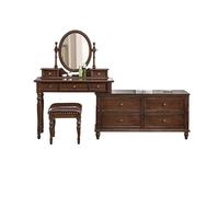 KOHUS Espejo De Tocador con Luces Y Juego De Mesa Tocador de Madera for Dormitorio con Armario, tocador, tocador de Esquina Tocador Adolescente con Espejo Y Taburete