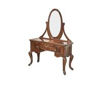 KOHUS Espejo De Tocador con Luces Y Juego De Mesa Tocador de Madera, tocador campestre, Muebles de tocador de Dormitorio Retro Tocador Adolescente con Espejo Y Taburete