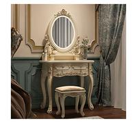 KOHUS Espejo De Tocador con Luces Y Juego De Mesa Tocador de tocador con Mesa de Maquillaje de Dormitorio de Espejo Iluminado Tocador Adolescente con Espejo Y Taburete