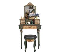 KOHUS Espejo De Tocador con Luces Y Juego De Mesa Tocador de tocador Tocador Adolescente con Espejo Y Taburete(B)