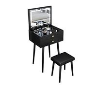 KOHUS Espejo De Tocador con Luces Y Juego De Mesa Tocador de tocador Tocador Adolescente con Espejo Y Taburete(L40cm)