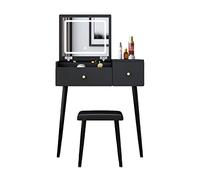 KOHUS Espejo De Tocador con Luces Y Juego De Mesa Tocador de tocador Tocador Adolescente con Espejo Y Taburete(L70cm)