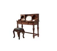 KOHUS Espejo De Tocador con Luces Y Juego De Mesa Tocador Dormitorio Flip Mesa De Maquillaje De Madera Escritorio Retro Tocador Adolescente con Espejo Y Taburete