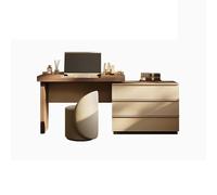 KOHUS Espejo De Tocador con Luces Y Juego De Mesa Tocador Dormitorio Mesa De Maquillaje Abatible De Madera Maciza Tocador Minimalista Escritorio Tocador Adolescente con Espejo Y Taburete
