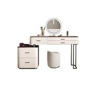 KOHUS Espejo De Tocador con Luces Y Juego De Mesa Tocador Gabinete de Almacenamiento Escritorio Dormitorio Tocador de Vidrio Escritorio Tocador Adolescente con Espejo Y Taburete