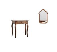 KOHUS Espejo De Tocador con Luces Y Juego De Mesa Tocador Retro de Madera Tocador de Almacenamiento for Dormitorio Tocador Adolescente con Espejo Y Taburete