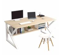 KOHUS Mesa de escritorio para computadora de oficina, escritorio creativo y de moda, escritorio simple para el hogar con estantería de almacenamiento, escritorio de estudio para dormitorio (B)